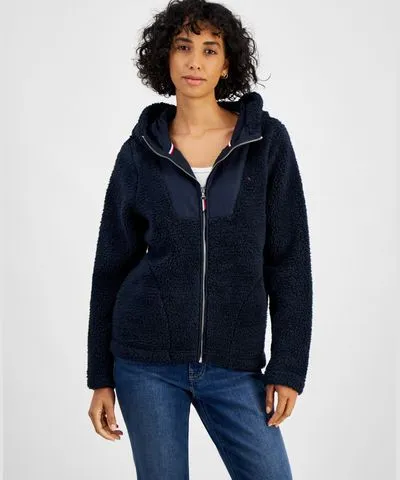 Tommy Hilfiger Women's Sherpa Zip-Front Hooded Jacket