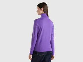 Turtleneck in pure Merino wool - Purple | Benetton