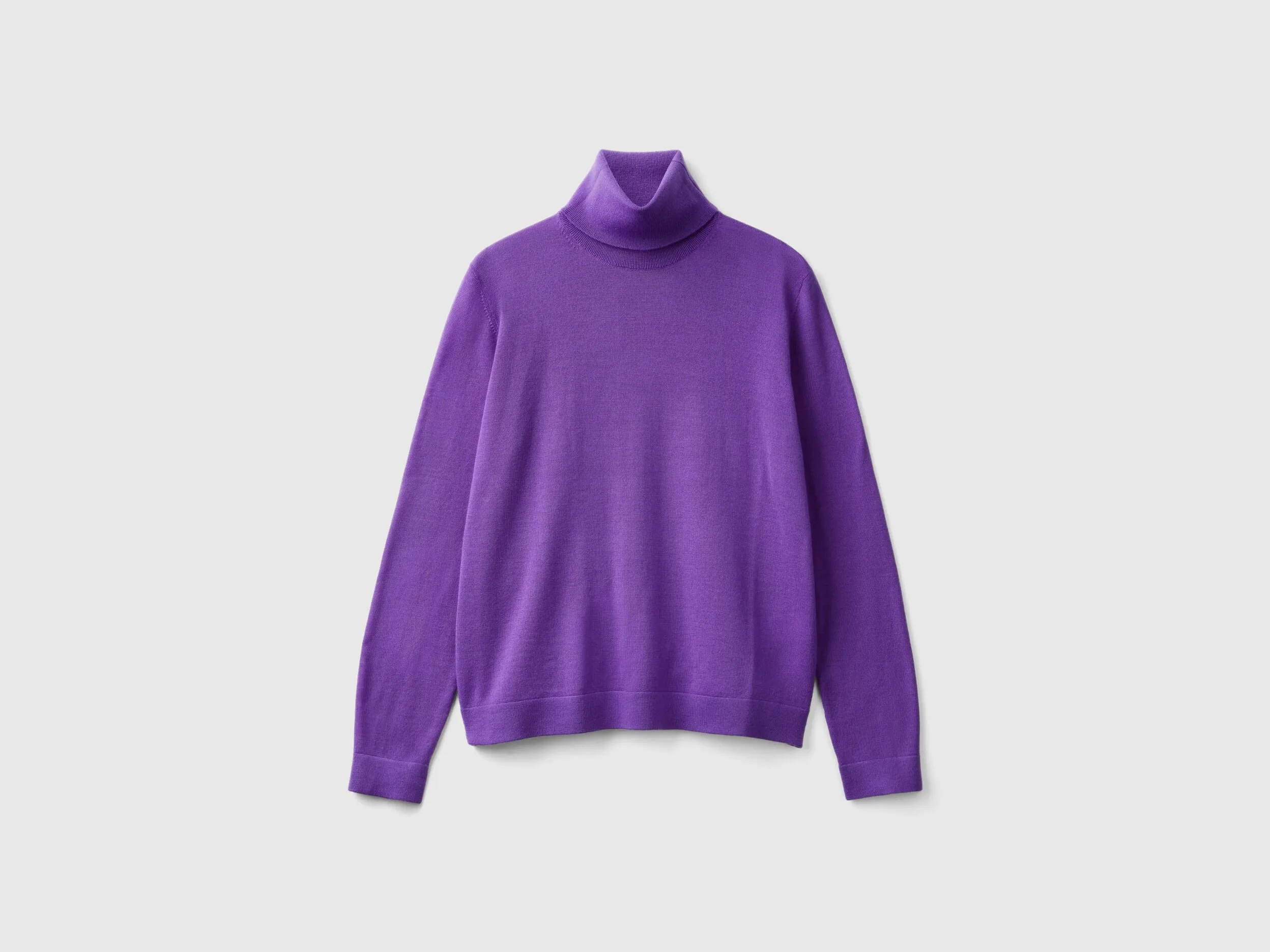 Turtleneck in pure Merino wool - Purple | Benetton