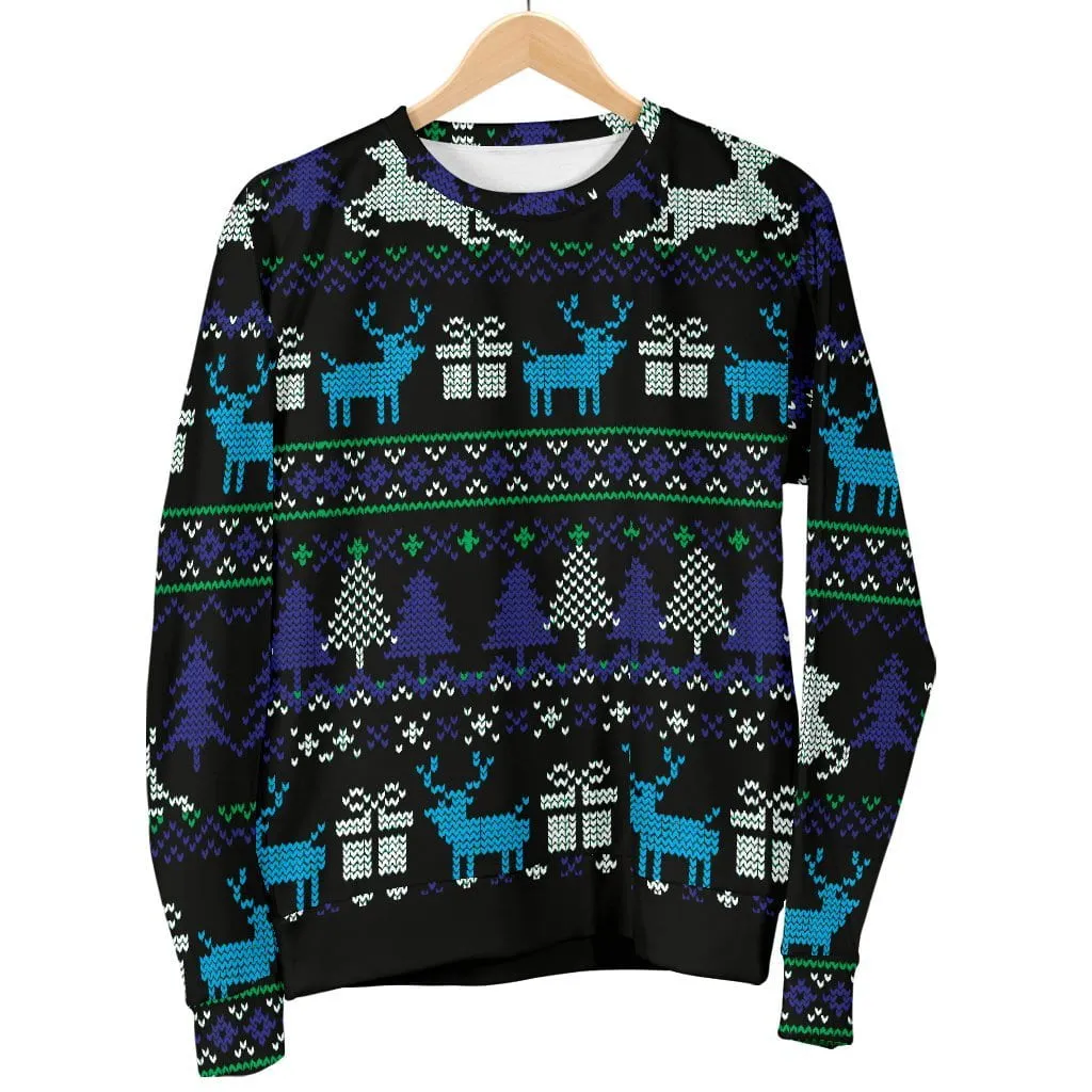 Ugly Christmas Black Purple and Blue Women's Sweater