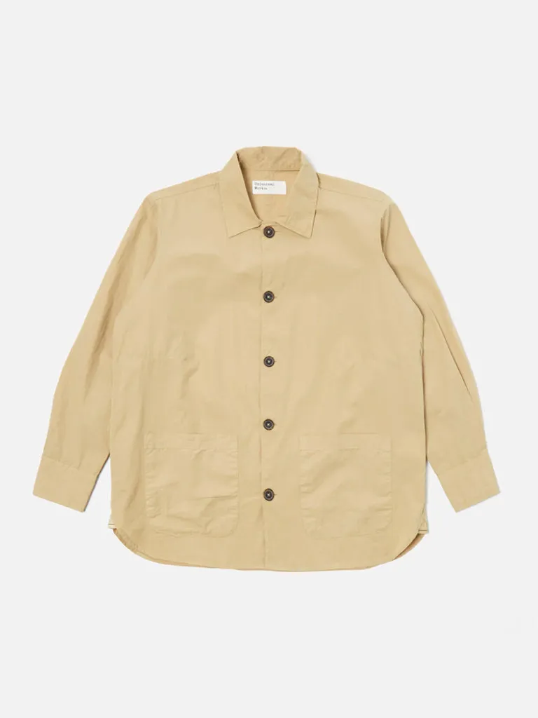 Universal Works Travail Shirt in Sand Organic Fine Poplin