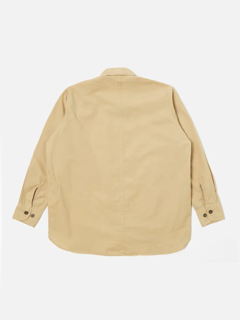 Universal Works Travail Shirt in Sand Organic Fine Poplin