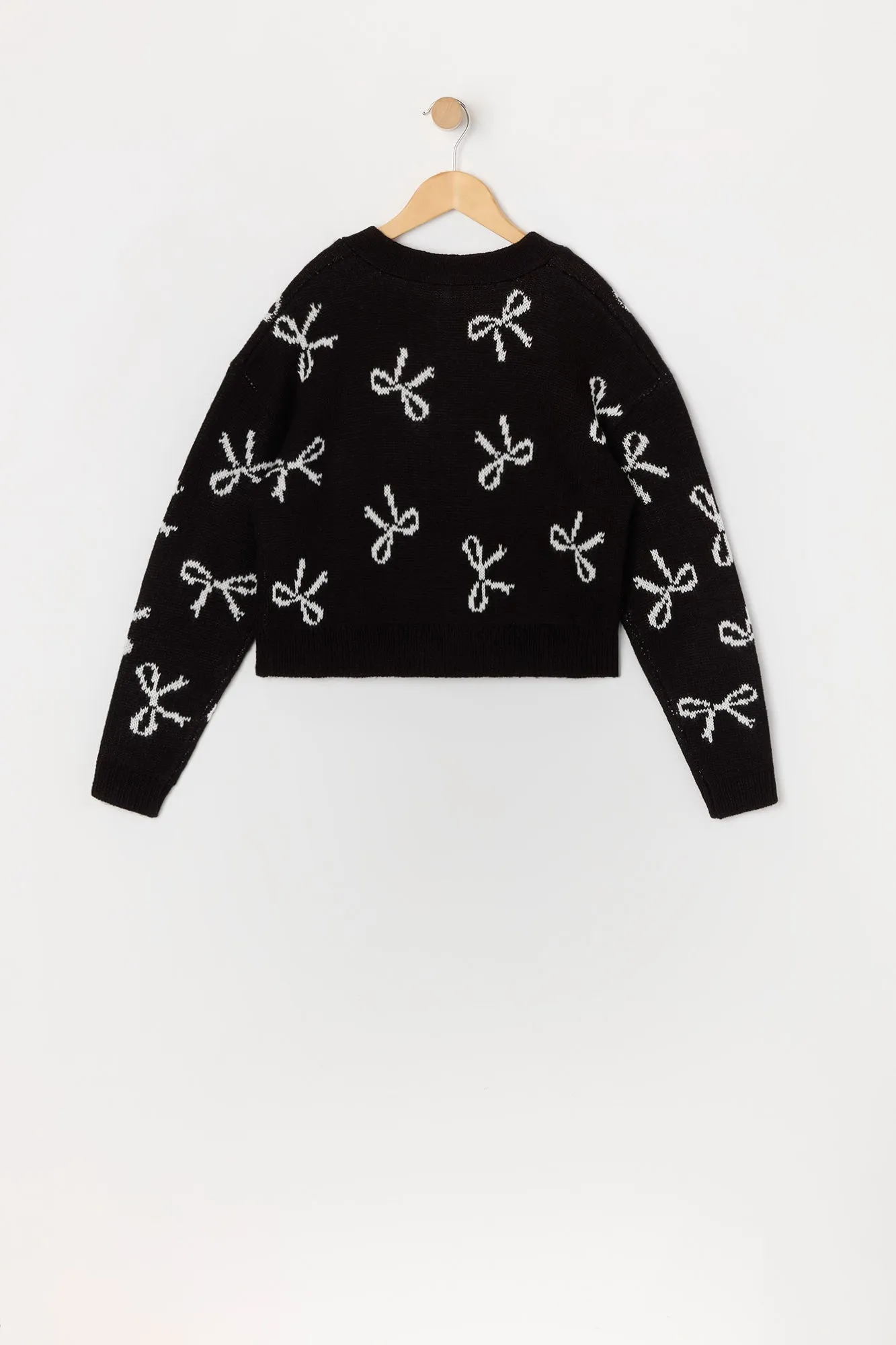 Urban Kids Girls Bow Knit Button-Up Sweater