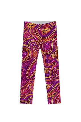 Vibrant Galaxy Lucy Trendy Purple Printed Leggings - Girls