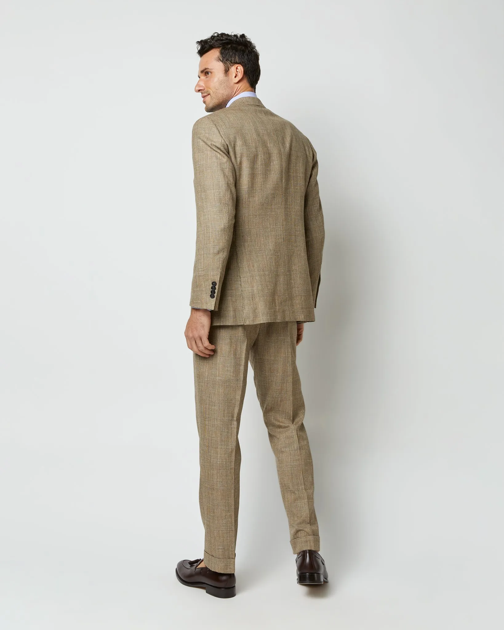 Virgil No. 2 Jacket in Chocolate/Sand Glen Plaid Hopsack