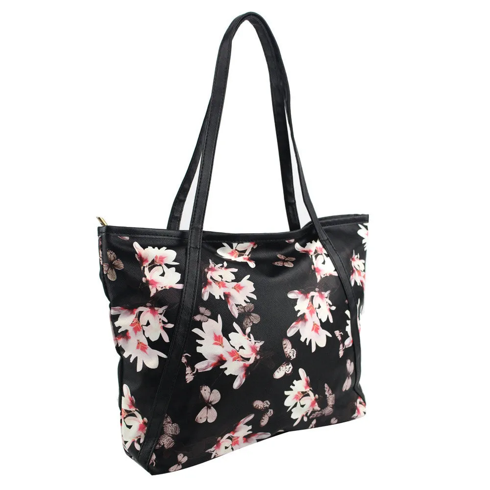 Women Bag PU Leather Flowers Pattern Handbag Shoulder Tote Bags Messenger Bolsos Femenina