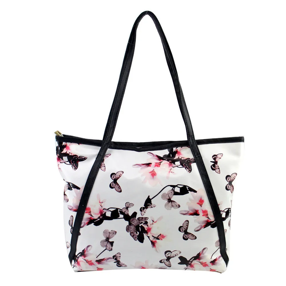 Women Bag PU Leather Flowers Pattern Handbag Shoulder Tote Bags Messenger Bolsos Femenina