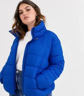 Women Blue Puffer Nylon Jacket - The Puffer Jackets