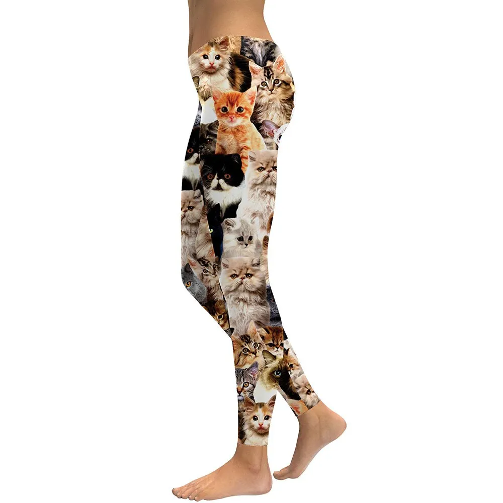 Women Leggings Lovely Cat Hologrephic Digital Print Fitness legging High Waist Workout Pants Casual Street Leggins