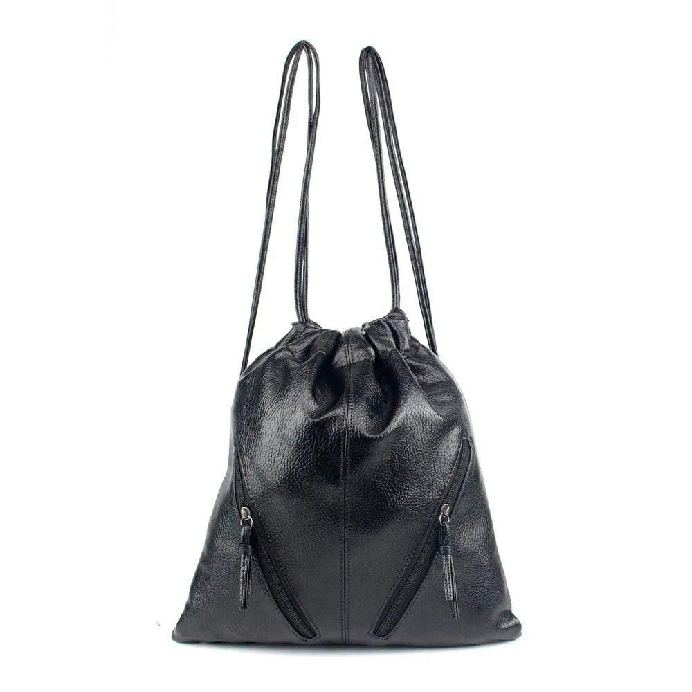 Women Shoulder Bag Tote PU Leather Bucket Messenger Hobo Bag Drawstring bolsos femenina