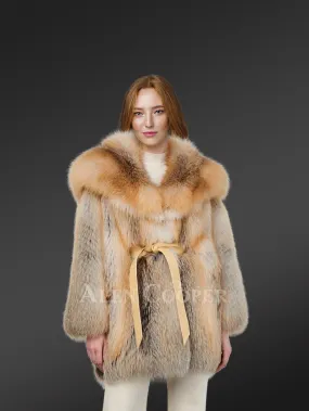 Womens Golden Fox Fur Coat