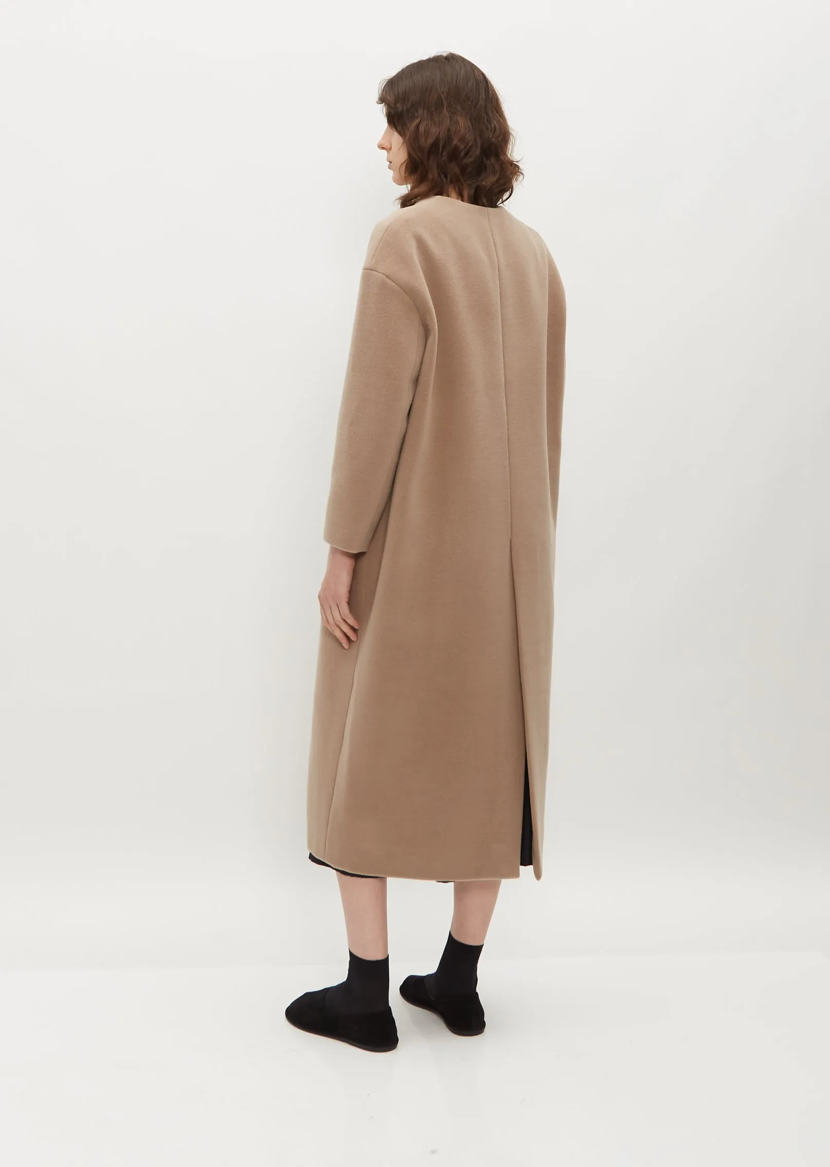 Yo Collarless Wool Cashmere Coat