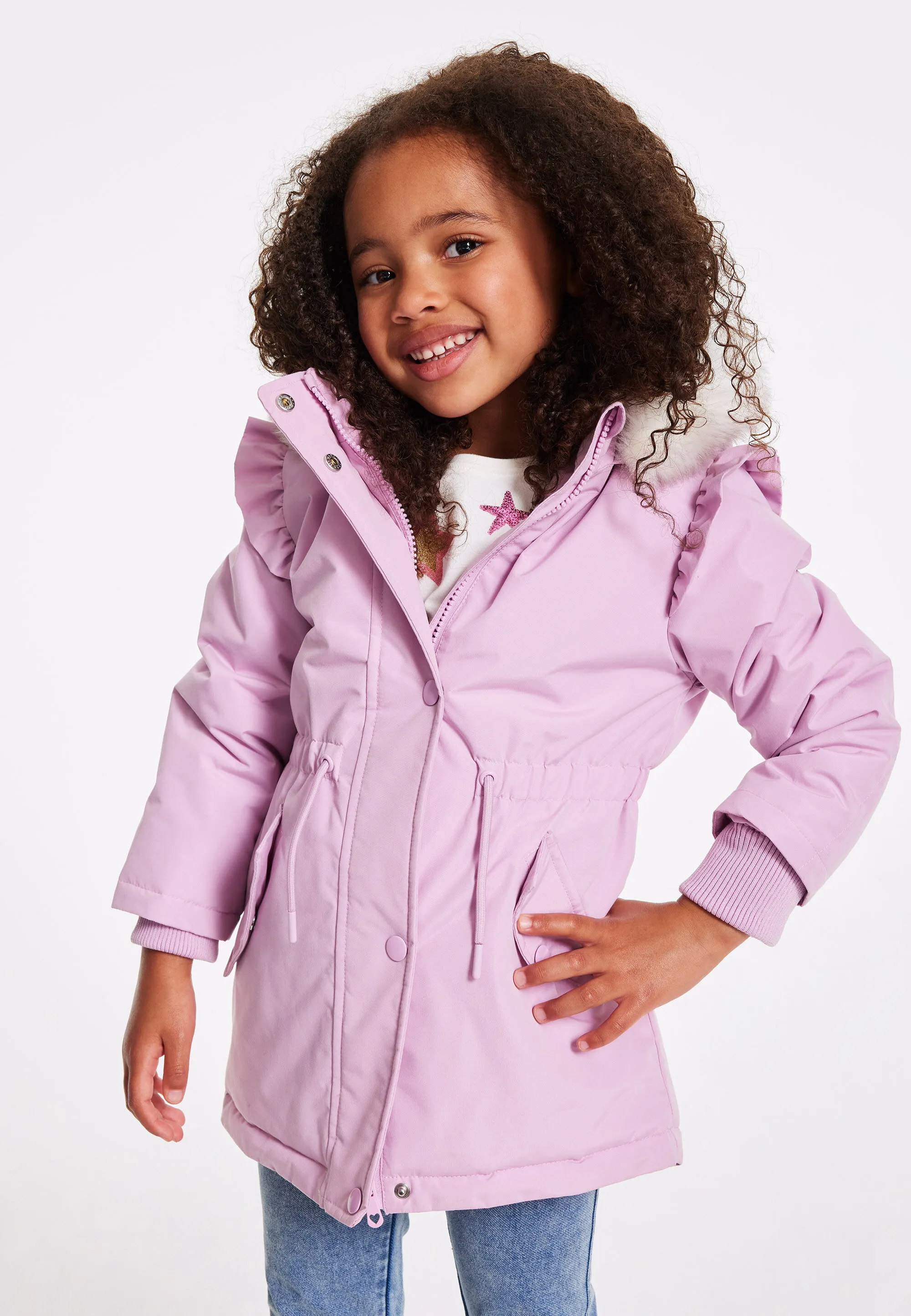 Younger Girls Pink Padded Parka Coat