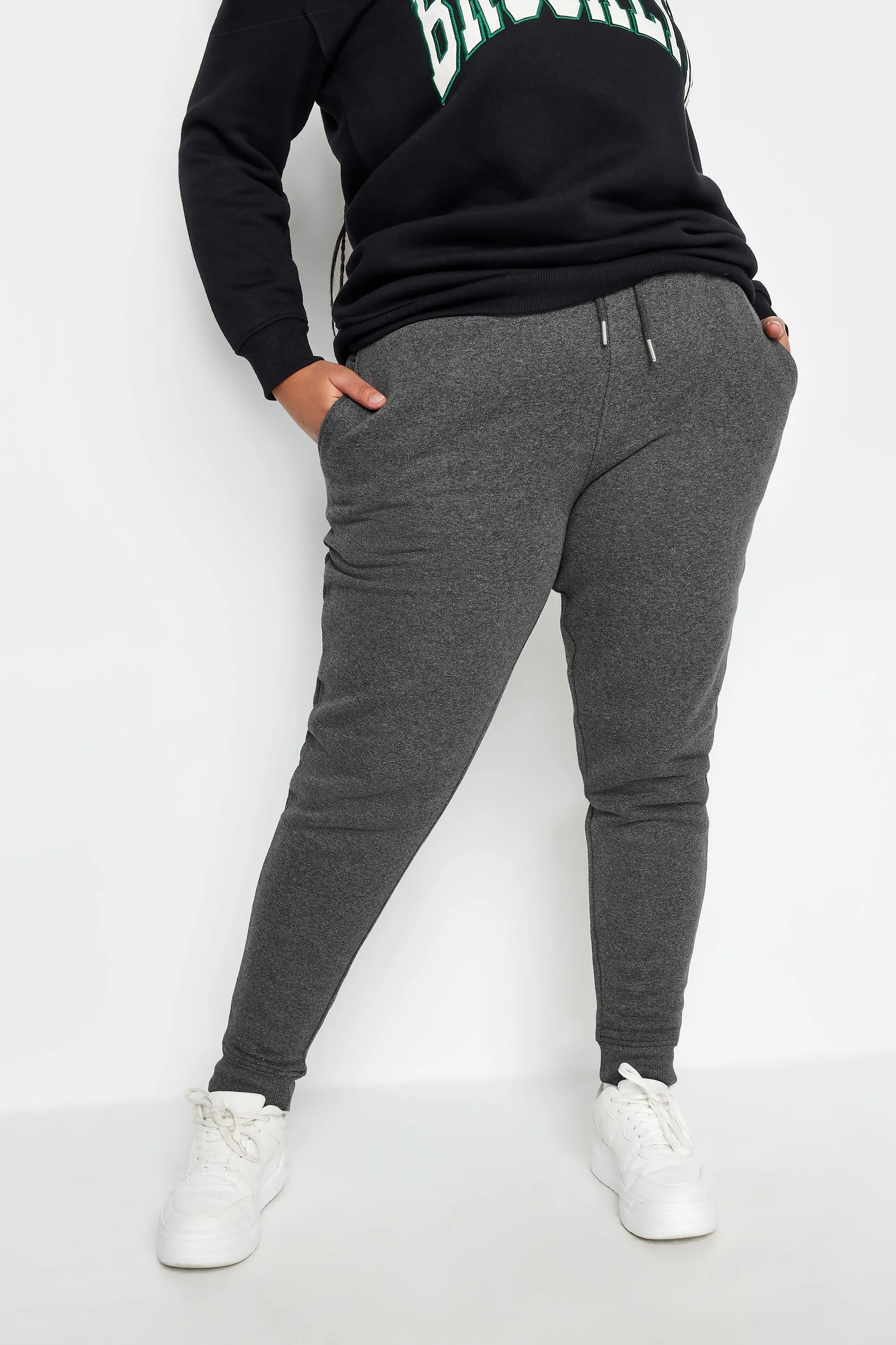 YOURS Curve Charcoal Grey Cuffed Stretch Joggers