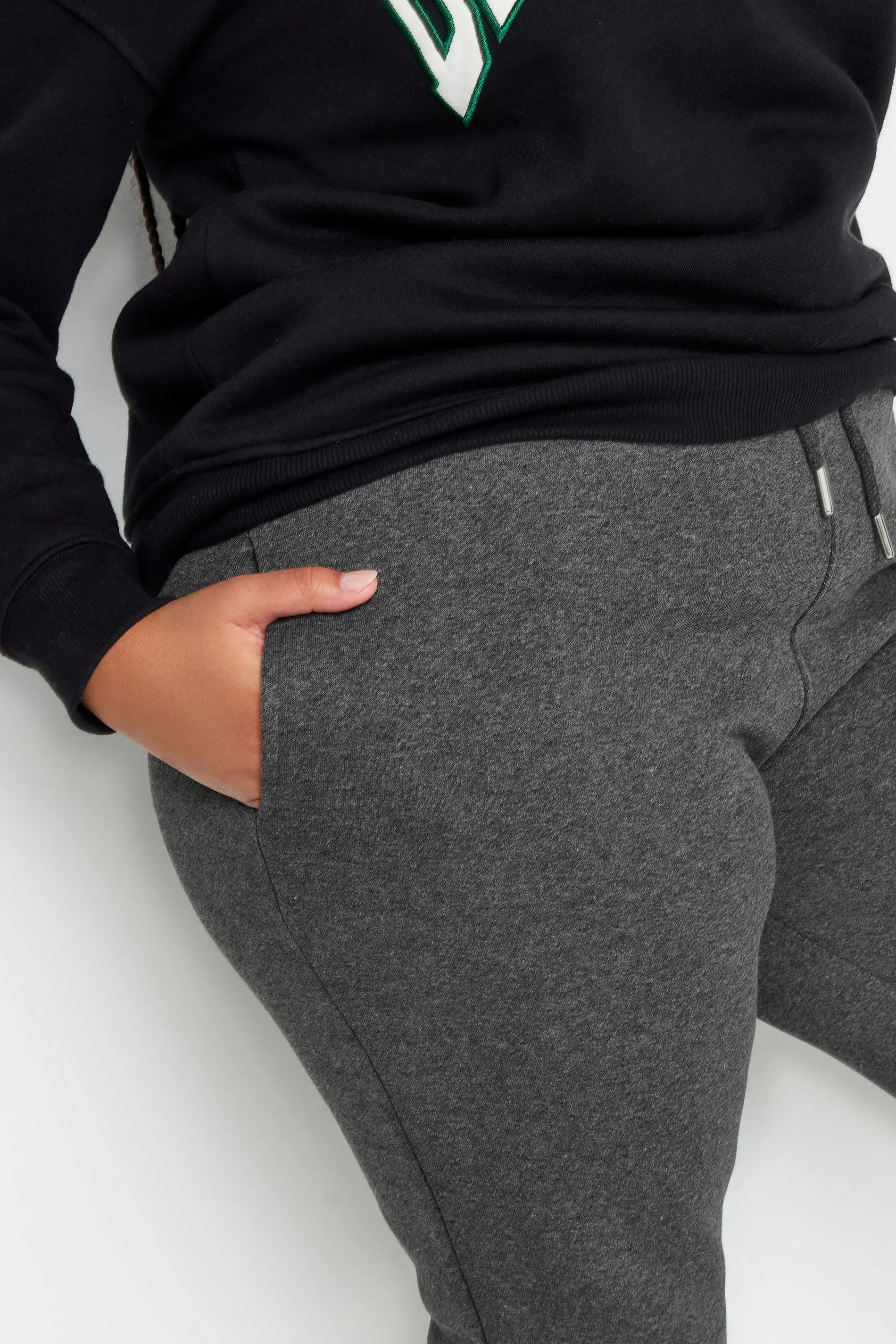 YOURS Curve Charcoal Grey Cuffed Stretch Joggers