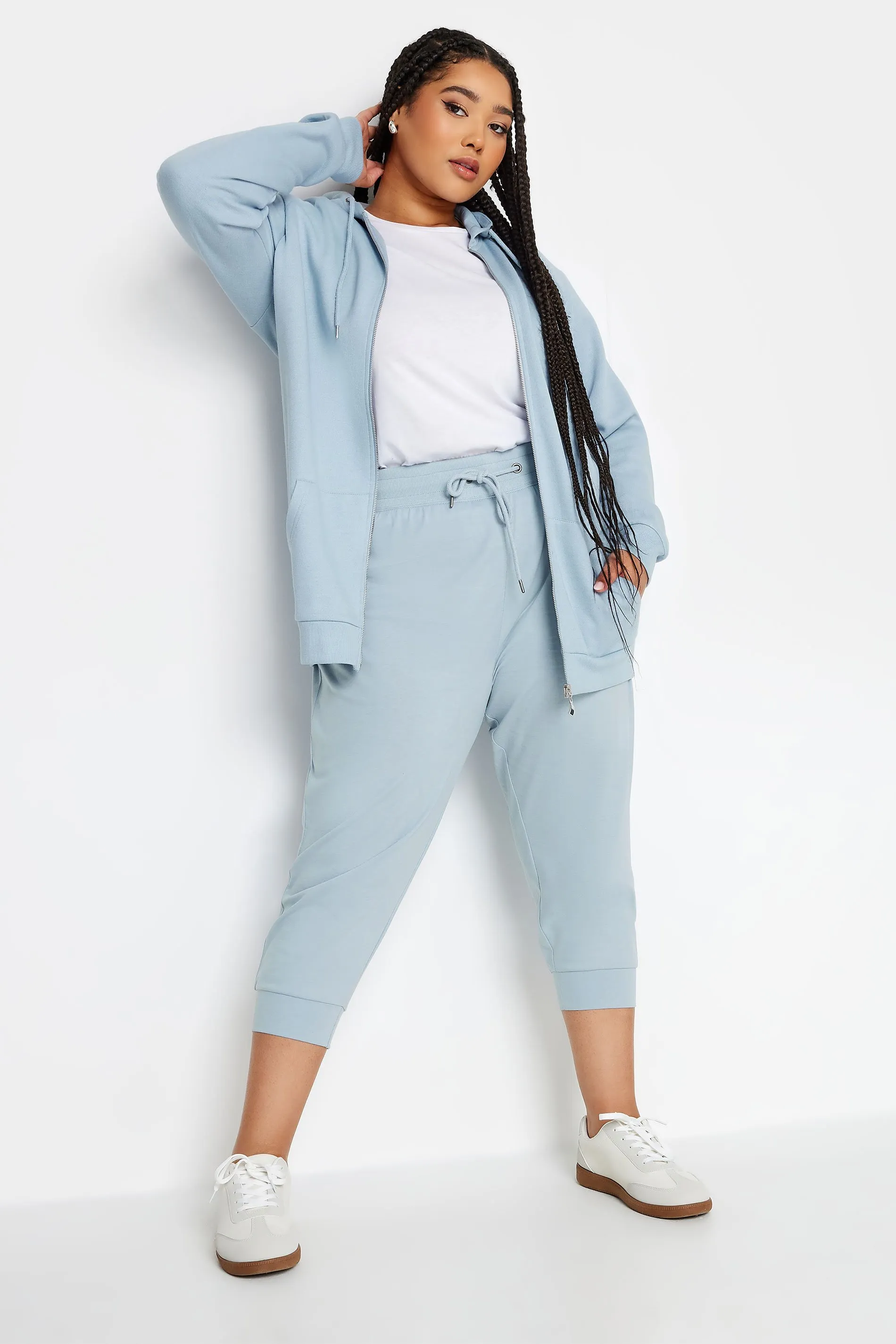 YOURS Curve Pastel Blue Cropped Joggers